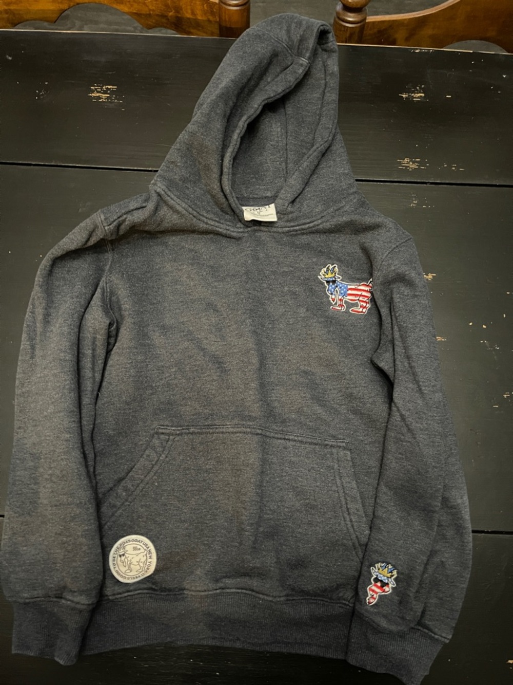 Dark blue Gray Pullover Hoodie Goat USA